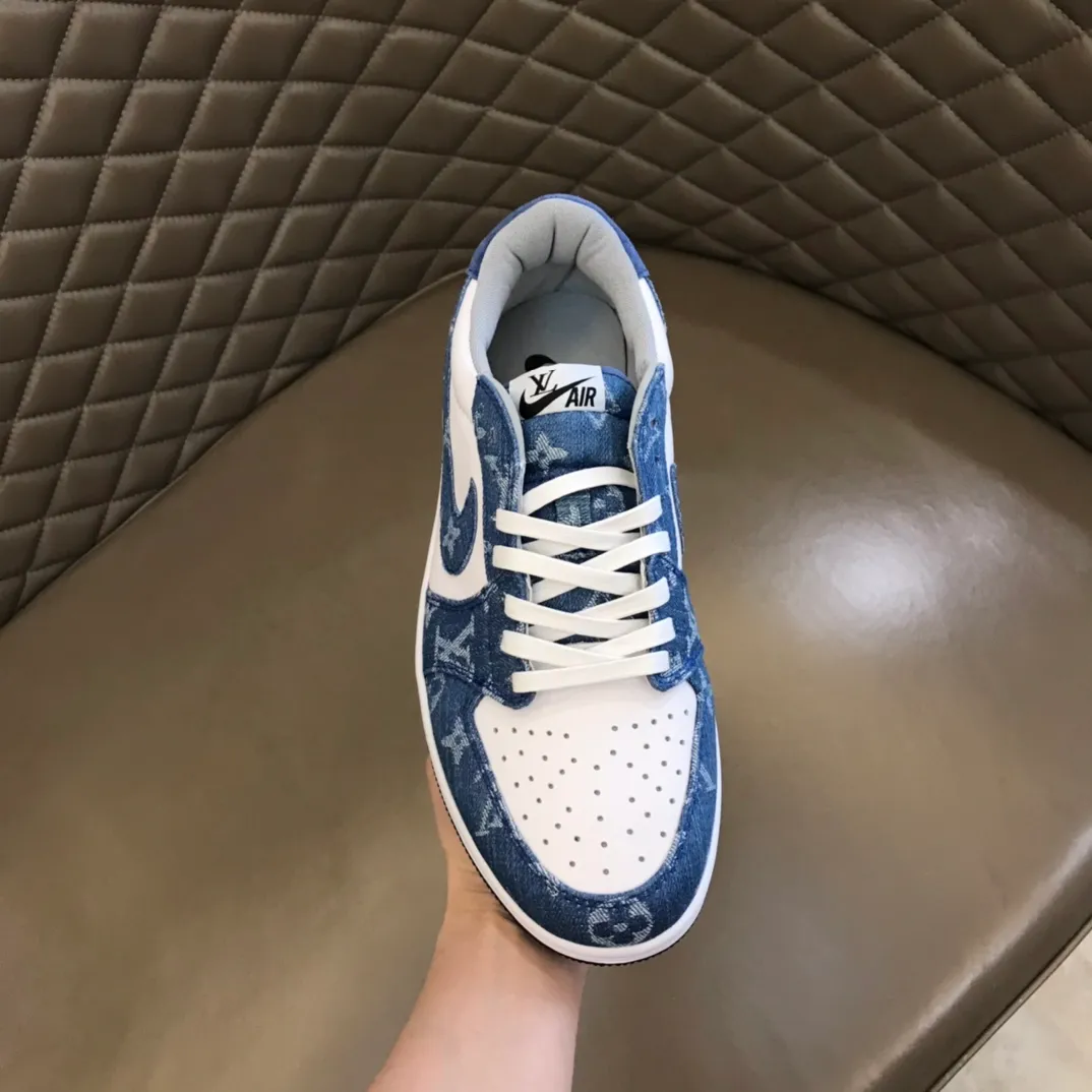 Men's shoes 💰p440 "*OUIS *UITTO* Nike" new original drawer box, co-branded low-top casual sneakers, this sneaker is completely made of denim canvas splicing leather, decorated with Louis Vuitton's iconic monogram and Damierl pattern with natural cowhide piping. The upper of this shoe combines LV’s most classic Monogram and Damier elements, giving it a sense of luxury and recognition! Size: 38-45